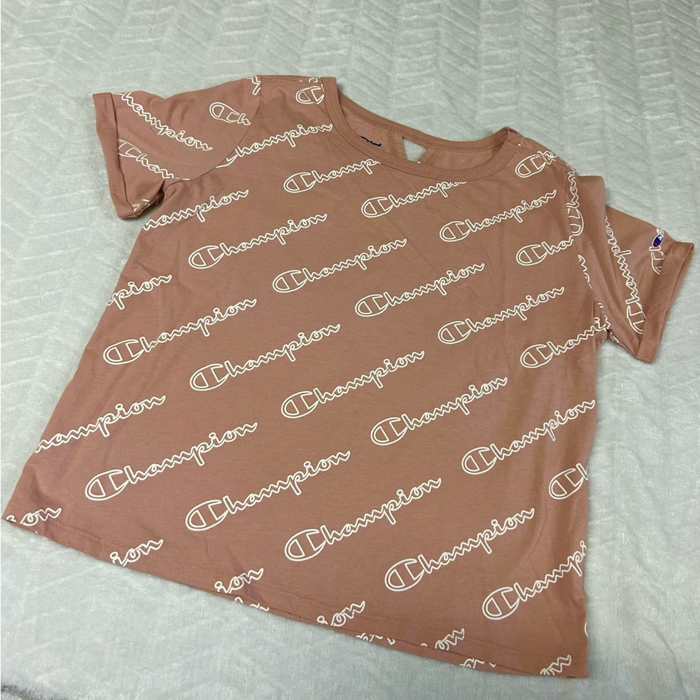 CHAMPION women’s t-shirt sz Medium pink/cream stylish